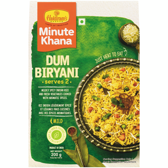 Haldiram’s Minute khana dum biryani 200 g, 1,40 $/100g
