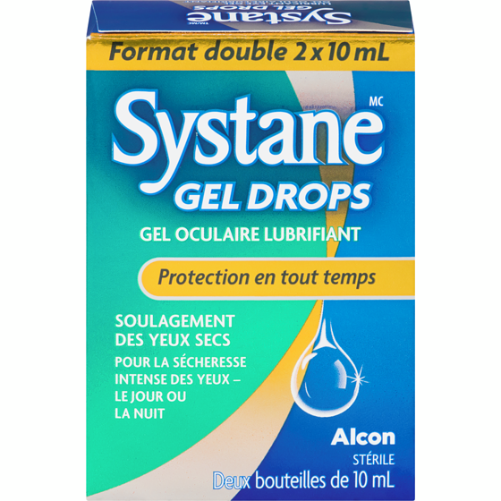 Systane Gel drops gel oculaire lubrifiant protection en tout temps stérile format double 20 ml, 109,95 $/100ml
