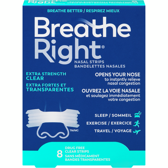 Breathe Right Bandelettes nasales Transparentes, extra fortes 8 ea, 1,00 $/1ch