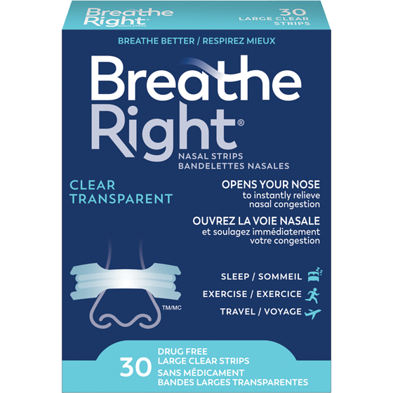Breathe Right Nasal Strips, Regular Strength Large Clear 30 ea, $0.73/1ea
