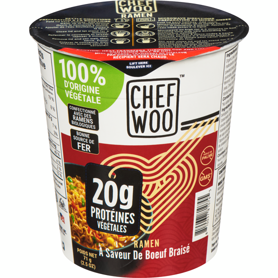 Chef Woo Bols au bœuf braisé ramens 71 g, 3,51 $/100g