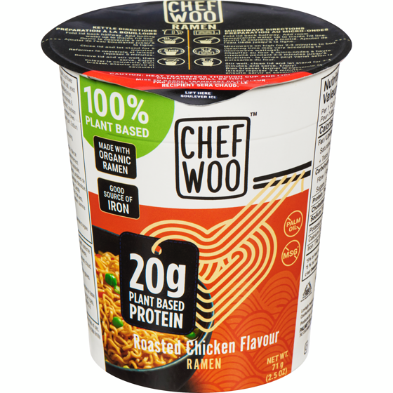 Chef Woo Roasted Chicken Ramen Cups 71 g, $3.51/100g