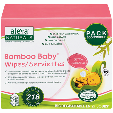 Aleva Naturals Naturals Bamboo Wipes 216 ea, $0.07/1ea