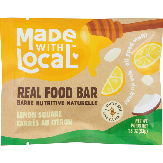 Made with Local Real Food Bar Lemon Square 53 g, $6.21/100g