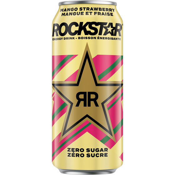 Rockstar Boissons énergisantes fraise mangue 473 ml, 0,84 $/100ml