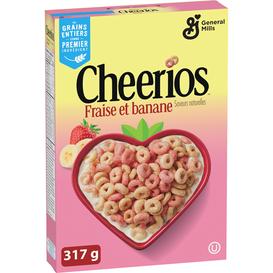 General Mills Cheerios à la Fraise et à la Banane, Céréales à Base de Grains Entiers 317 g, 1,10 $/100g