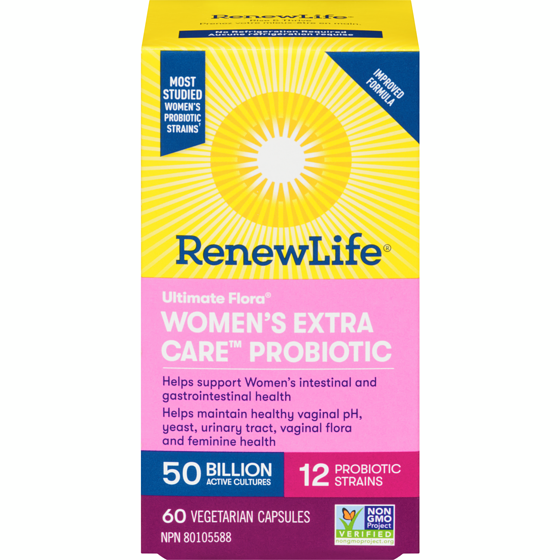 Renew Life Ultimate Flora Women's Extra Care Probiotic, 50 Billion Active Cultures, 60 Vegetarian capsules 60 ea, $1.40/1ea