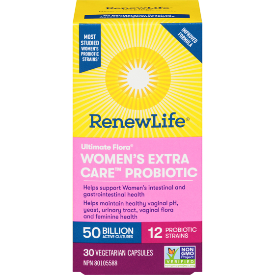 Renew Life Ultimate Flora Women's Extra Care Probiotic, 50 Billion Active Cultures, 30 Vegetarian capsules 30 ea, $1.67/1ea
