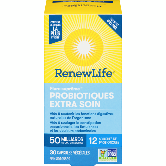 Renew Life Supplément de probiotiques Flore suprêmeMC Extra soin, 50 milliards de cultures actives, 30 capsules 30 ea, 1,60 $/1ch