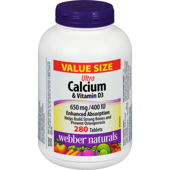 Webber Naturals Calcium & Vitamin D3 Ultra 650 Mg/400 Iu Value Size 280 ea, $0.09/1ea