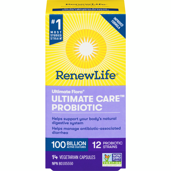 Renew Life Ultimate Flora Ultimate Care Probiotic, 100 Billion Active Cultures, 14 Vegetarian capsules 14 ea, $2.50/1ea