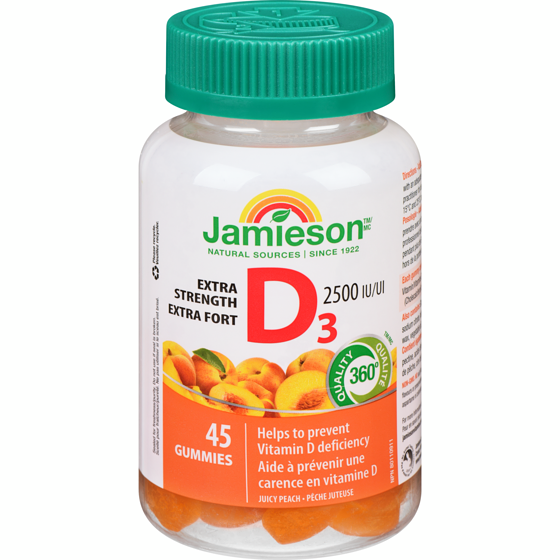 Jamieson Gummies Extra Strength Vitamin D3 2500IU 45 ea, $0.27/1ea