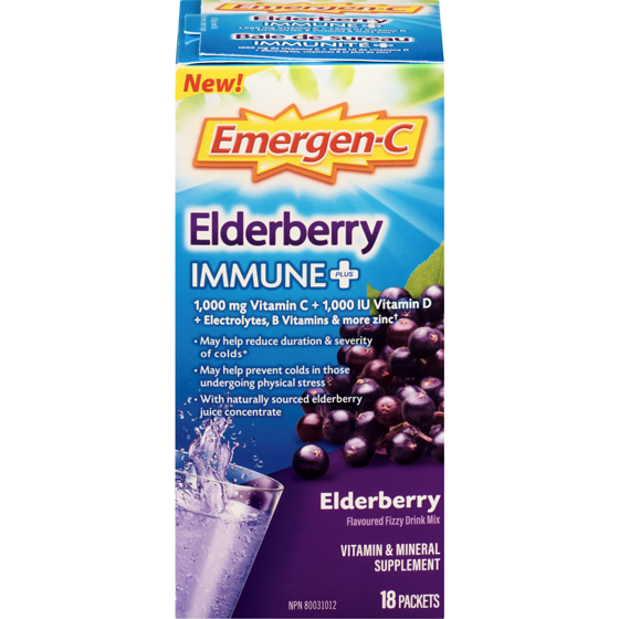 Emergen C Immune Plus Vitamin & Mineral Supplement Elderberry 18 ea, $1.03/1ea