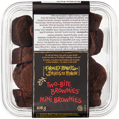 Délices du Marché Mini brownies 608 g, 1,64 $/100g