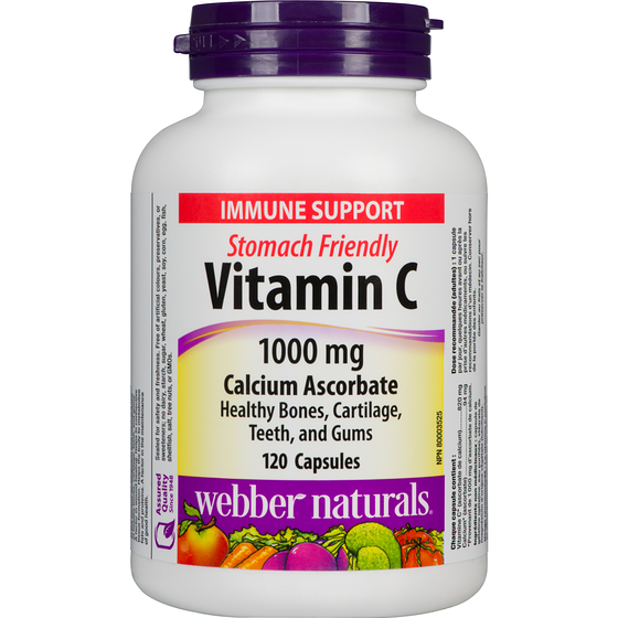 Webber Naturals Capsules vitamine c ascorbate de calcium 1 000 mg 120 ea, 0,12 $/1ch