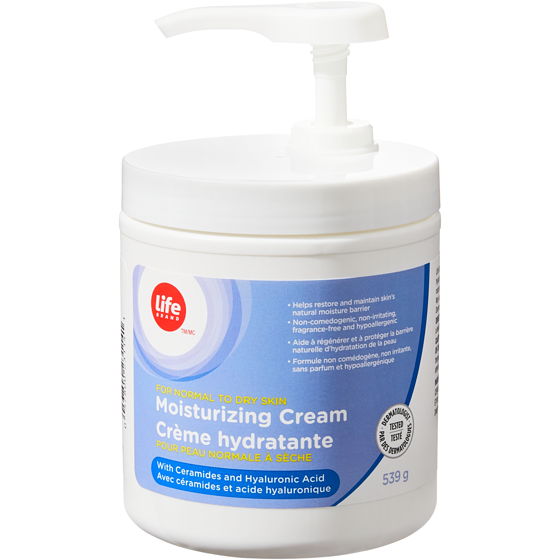 Life Crème hydratante 539 g, 2,32 $/100g