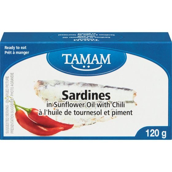 Tamam Sardines à l'huile de tournesol et piment 120 g, 1,91 $/100g