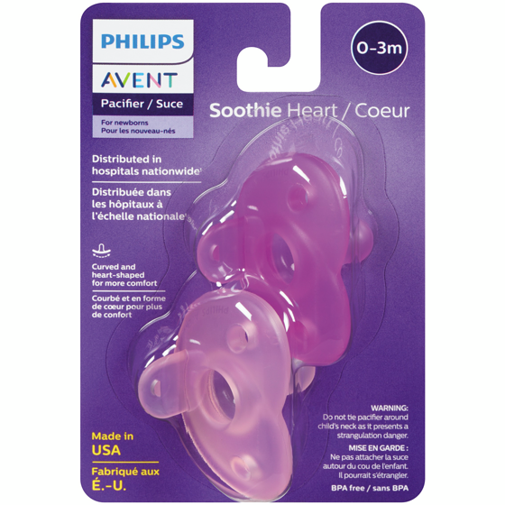 Phillips Suce soothie coeur 0-3m 2 ea, 4,25 $/1ch