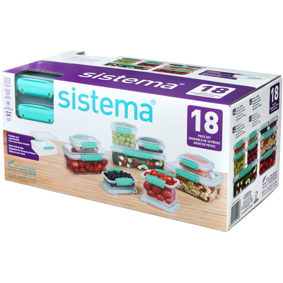 Sistema Contenants de conservation des aliments Klip It, collection Accents, bleu sarcelle, ensemble de 18 pièces 1 ea, 30,00 $/1ch