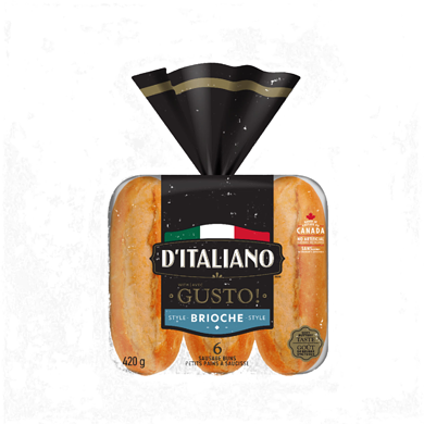 D'Italiano Gusto! Brioche-Style Sausage Buns 420 g, $0.95/100g