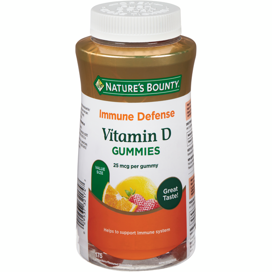 Nature's Bounty Vitamin D3 1000 Iu Gummies, Value Size, Helps Support Bone Health, Strawberry, Orange & Lemon Flavoured, Ummies 175 ea, $0.09/1ea