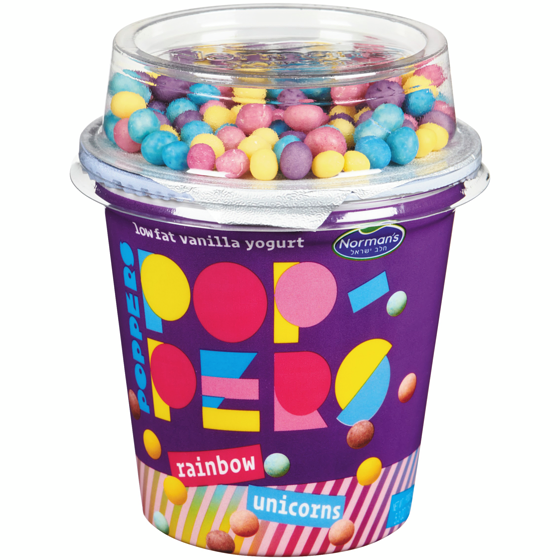 Norman Kosher Poppers Low Fat Vanilla Yogurt Rainbow Unicorns 150 g, $1.86/100g