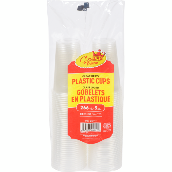 Crown Plastic Cups Clear Heavy 266 Ml 80x1.0 ea, $0.06/1ea