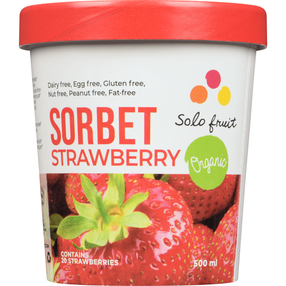 Solo Fruits Solf Org Strawberry Sorbet 500 ml, $1.40/100ml