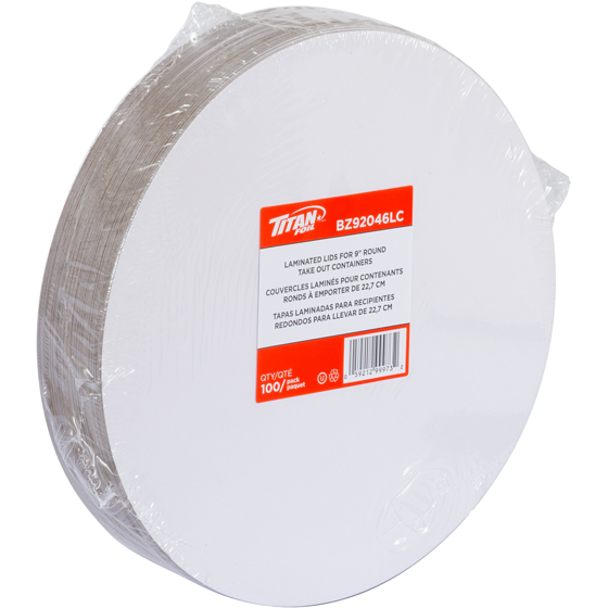 null Couvercles laminés pour contenant rond de 9" en aluminium 125/Pqt 125 ea, 0,10 $/1ch