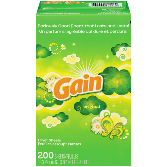 Gain Fabric Softener Dryer Sheets, Original, 200 count 200 ea, $0.07/1ea