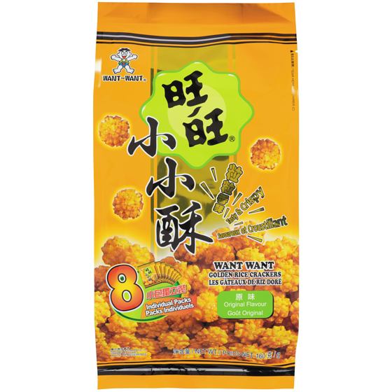 Want Want Les gâteaux de riz doré goût original 160 g, 3,43 $/100g