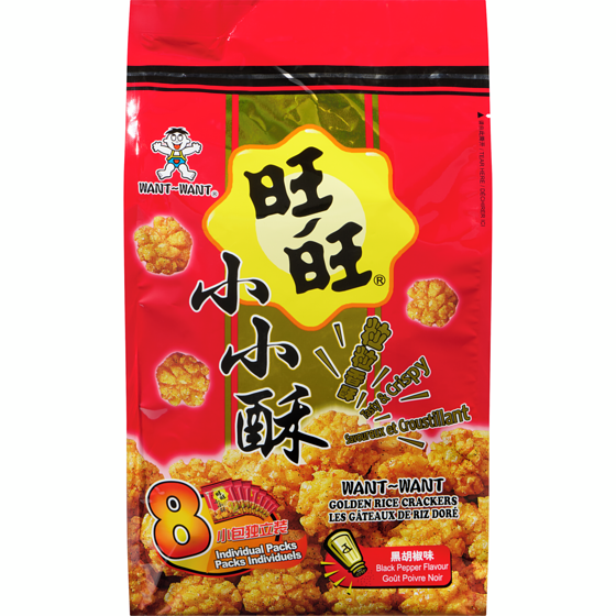 Want Want Golden Rice Crackers Black Pepper Flavour 160 g, $2.99/100g