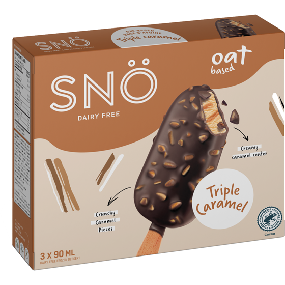SNO Dairy Free Frozen Dessert Triple Caramel 90 ml, $10.54/100ml