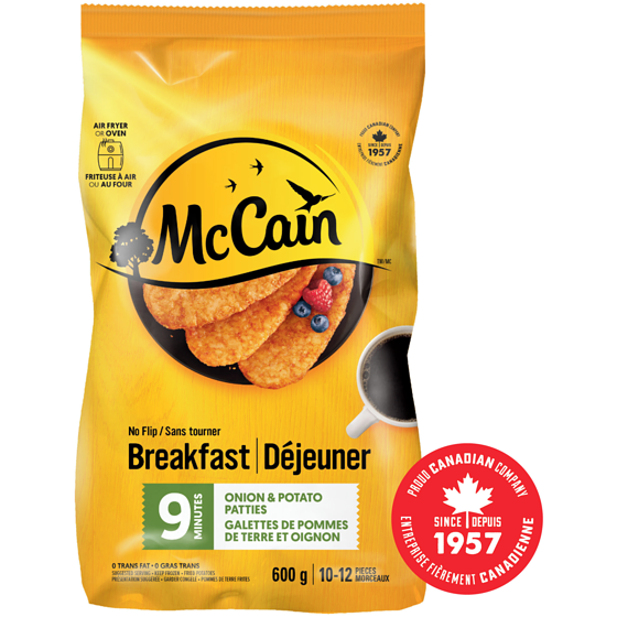 McCain 9 Minute No Flip Onion & Potato Patties 600 g, $1.00/100g
