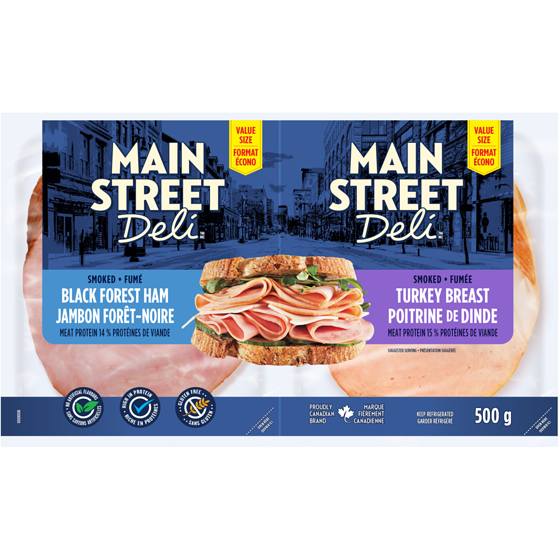 Schneiders Assortiment - Jambon fumé Forêt-Noire et Poitrine de dinde fumée 500 g, 3,10 $/100g