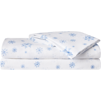 Flannel Sheet Set, King, Snowflake 