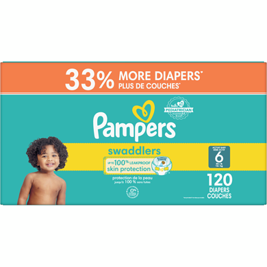 Pampers Couches Swaddlers, taille 6, 120 unités 120 ea, 0,49 $/1ch