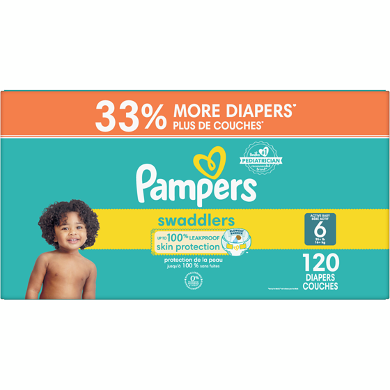 Pampers Couches Swaddlers, taille 6, 120 unités 120 ea, 0,49 $/1ch