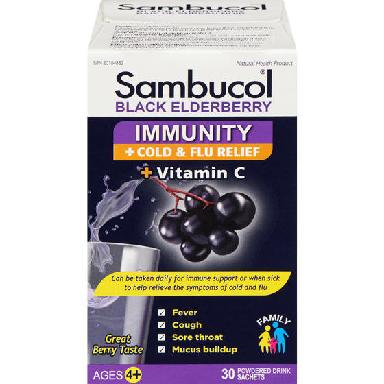 Sambucol Immunity + Cold & Flu Relief + Vitamin C Black Elderberry Ages 4+ 30 ea, $0.62/1ea