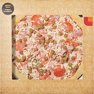 null Meat Pizza 612 g, $1.63/100g