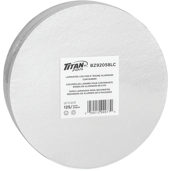 null Couvercles lamines pour contenants ronds en alunminium de 8" 125 ea, 0,09 $/1ch