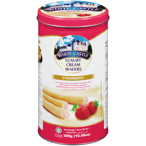 White Castle Gaufrettes fourrées saveur à la crème aux fraises 300 g, 2,00 $/100g