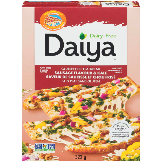 Daiya Dairy Free Gluten Free Meatless Italian Sausage Flavoured Crumbles, Roasted Pepper & Kale Flatbread Pizza 327 g, $3.36/100g