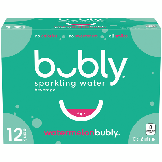 Bubly Sparkling Water Limited Edition Watermelon 12x355.0 ml, $0.20/100ml