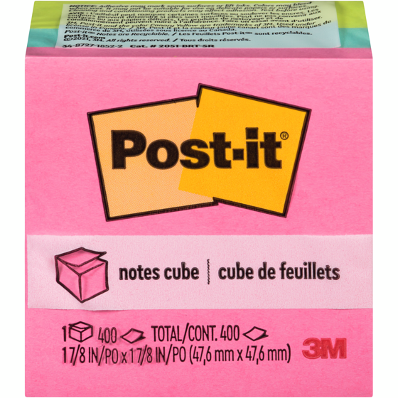 Post it Notes Cube, Bright Colours, 1 7/8 in x 1 7/8 in 1 ea, $5.00/1ea