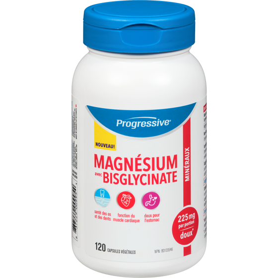 Progressive Magnésium avec bisglycinate minéraux 120 ea, 0,26 $/1ch