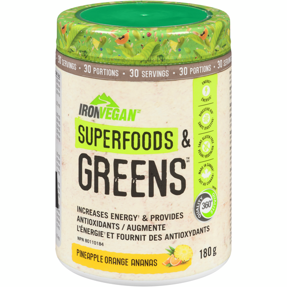Iron Vegan Superfoods & greens ananas-orange 180 g, 25,00 $/100g