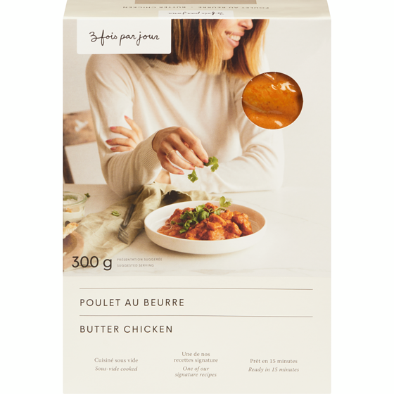 3 Fois Par Jour Poulet au beurre 300 g, 3,66 $/100g