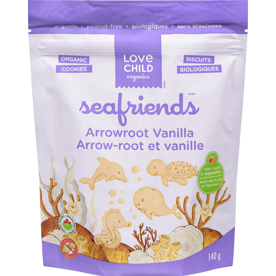 Love Child Organics Biscuits arrow-root et vanille Sea Friends 140 g, 3,21 $/100g