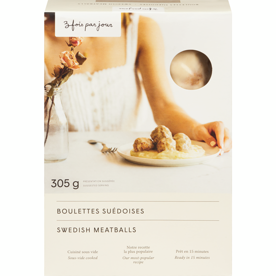 3 Fois Par Jour Boulettes suédoises 305 g, 3,60 $/100g